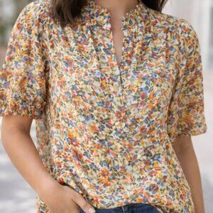 Go By Go Silk Go Soft Spoken Short Sleeve Silk Blouse